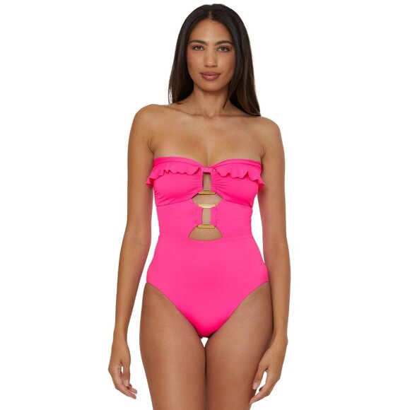 Soluna Womens Buckle Up Convertible One-Piece Swimsuit Cosmopolitan Pink M - Picture 5 of 7